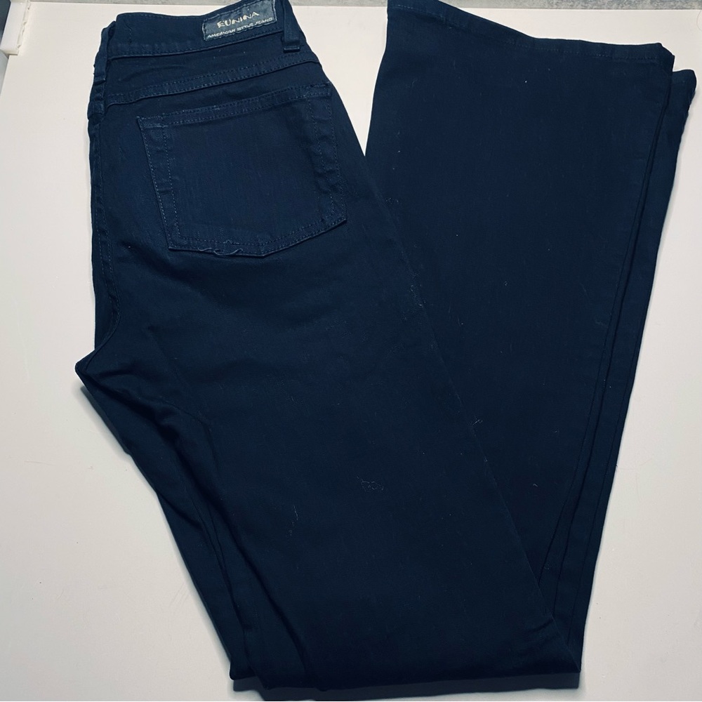 VTG 1990s EUNINA American Style Jeans, Black, Flare 9” Size 5 Jrs, 28x31x34